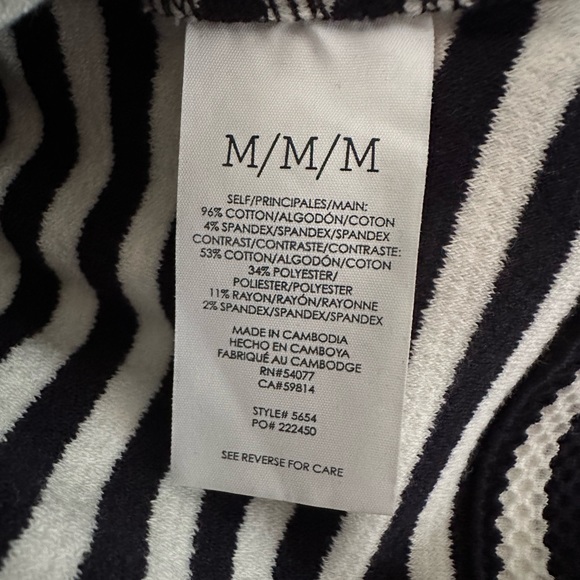 CAbi Women Medium Blue/White Nautical Striped Harbor Jacket Drawstring 5654 NWOT - Picture 7 of 8